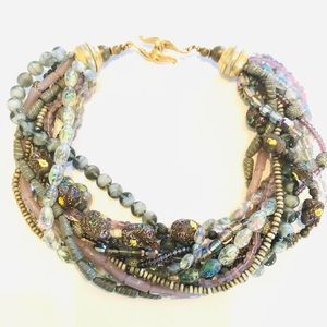 Beaded chocker with lavender and gray toned beads